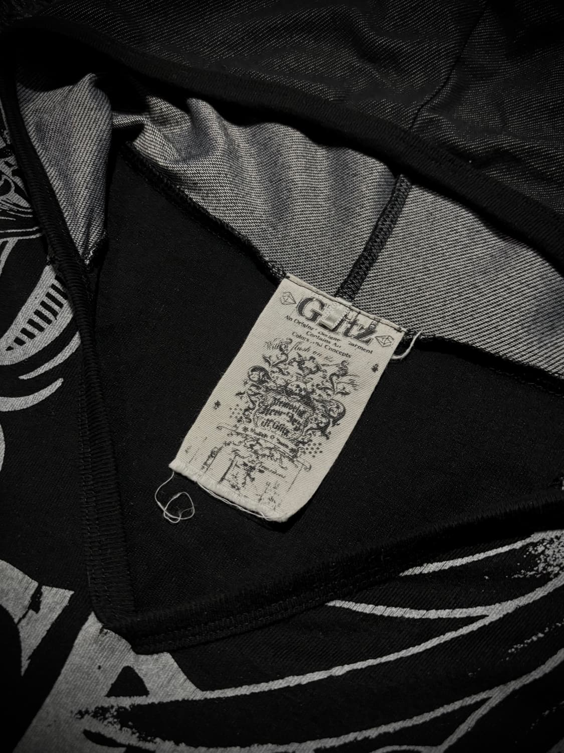 Glitz  블랙 날개 실버 레터링 반팔 후디 상품이미지8