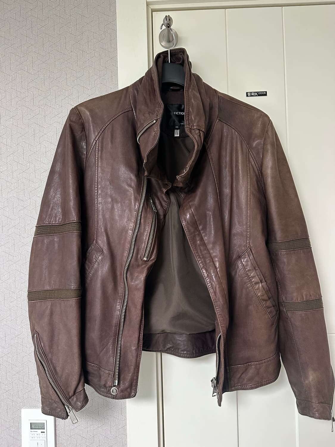 이태원 leather park 비대칭 레더 자켓 상품이미지2