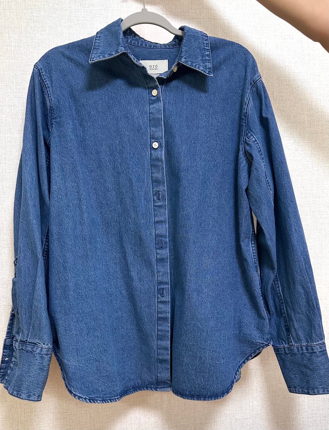 오로(oro) 클래식 세미 오버 데님 셔츠 미들 블루 M 상품이미지2