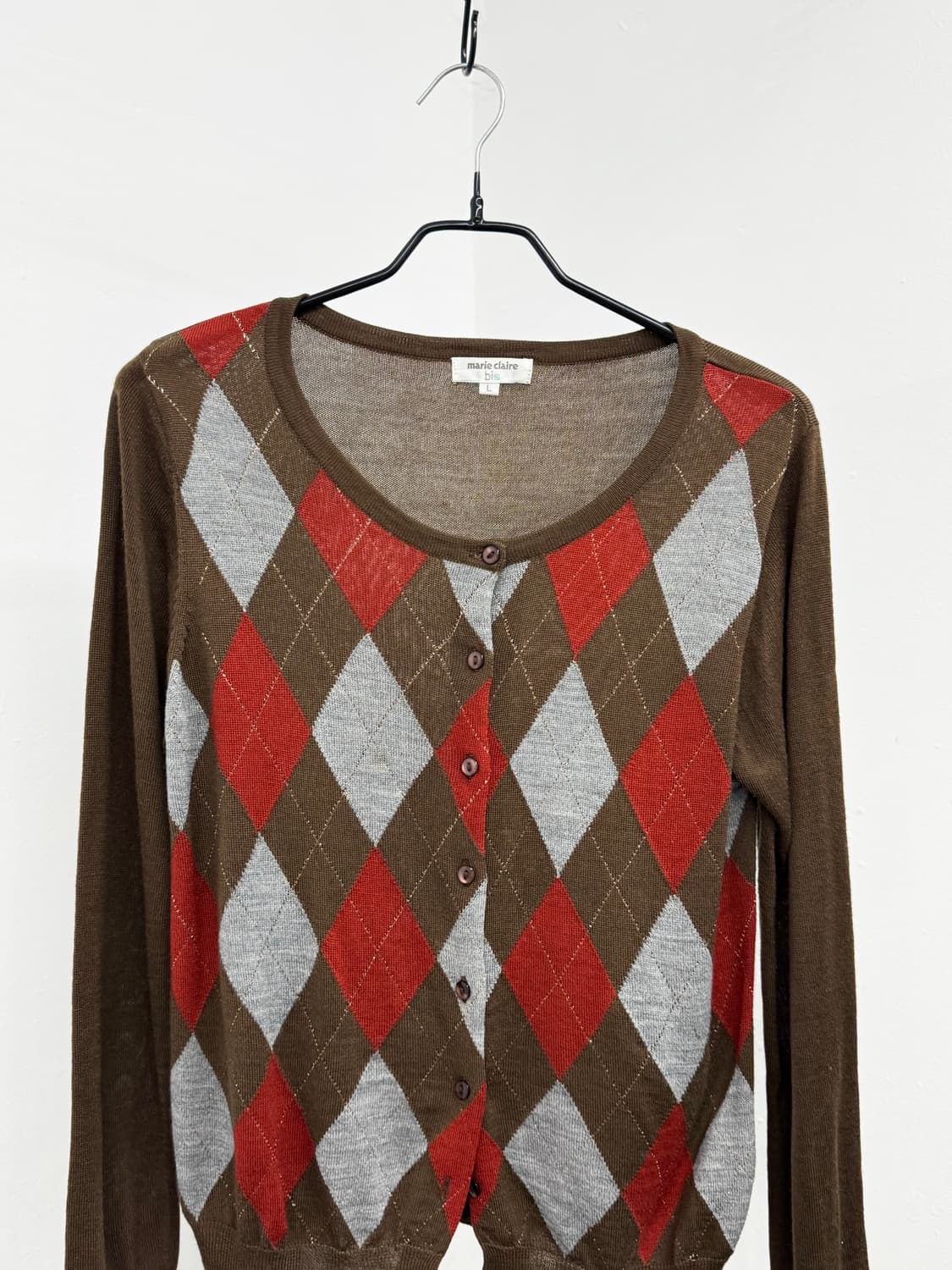 프레피 아가일 버튼 가디건 상품이미지6