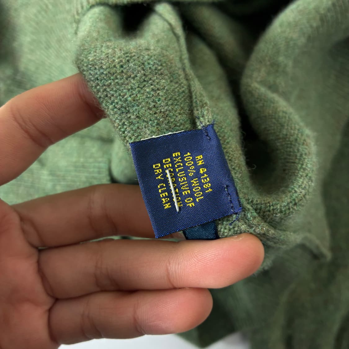 Polo  폴로 랄프로렌 자수 울 올리브 브이넥 니트  상품이미지5