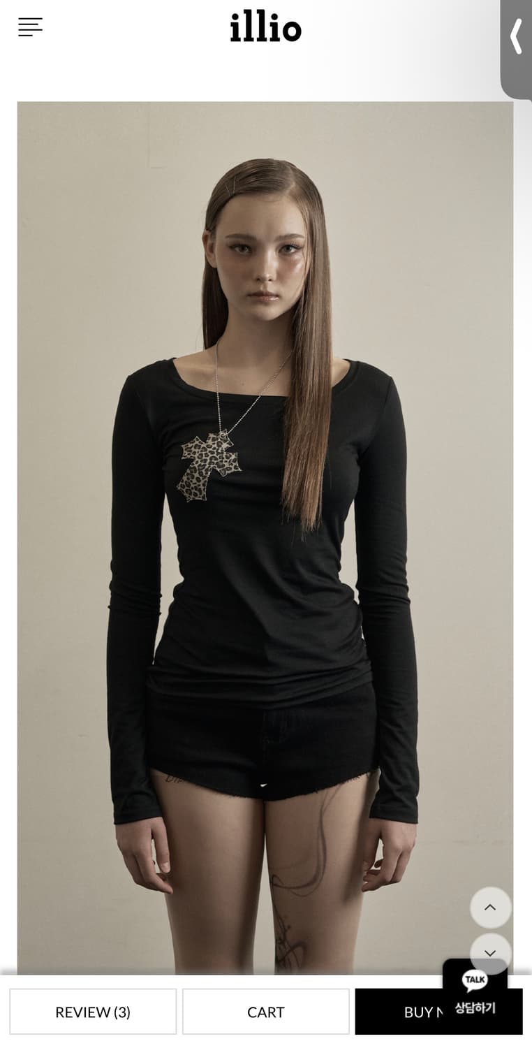 BLACK LEOPARD CROSS NECKLACE TOP 상품이미지1