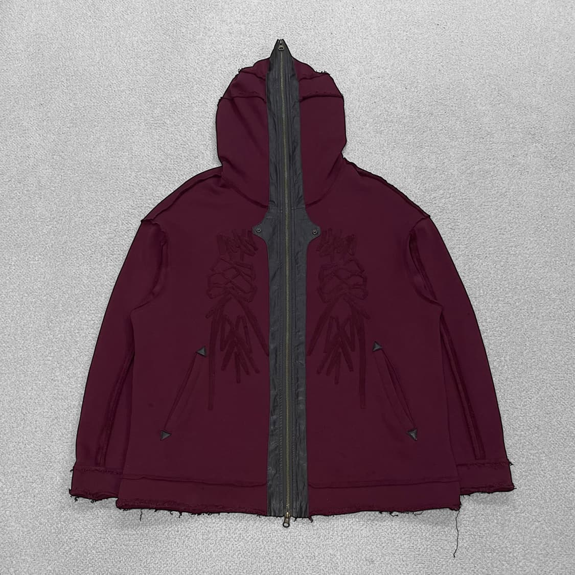 Phys 재패니즈 빈티지 펑크 풀 후드집업 버건디 상품이미지2