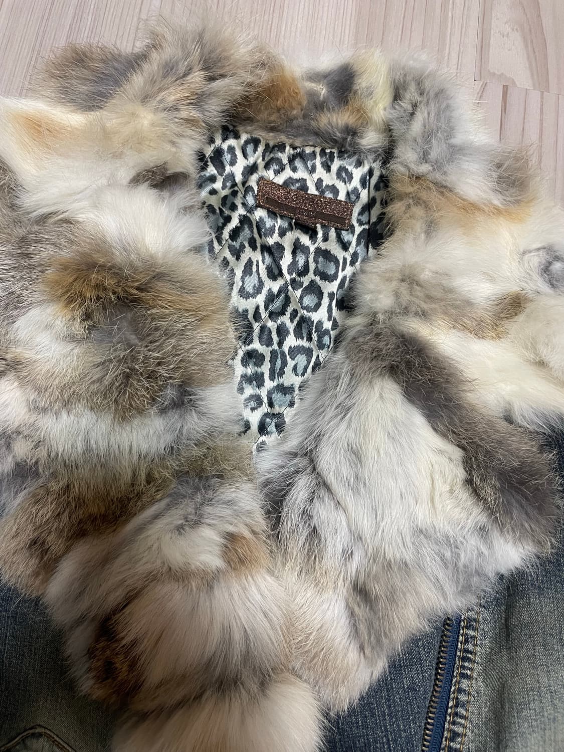 Leopard denim fur jacket 상품이미지7