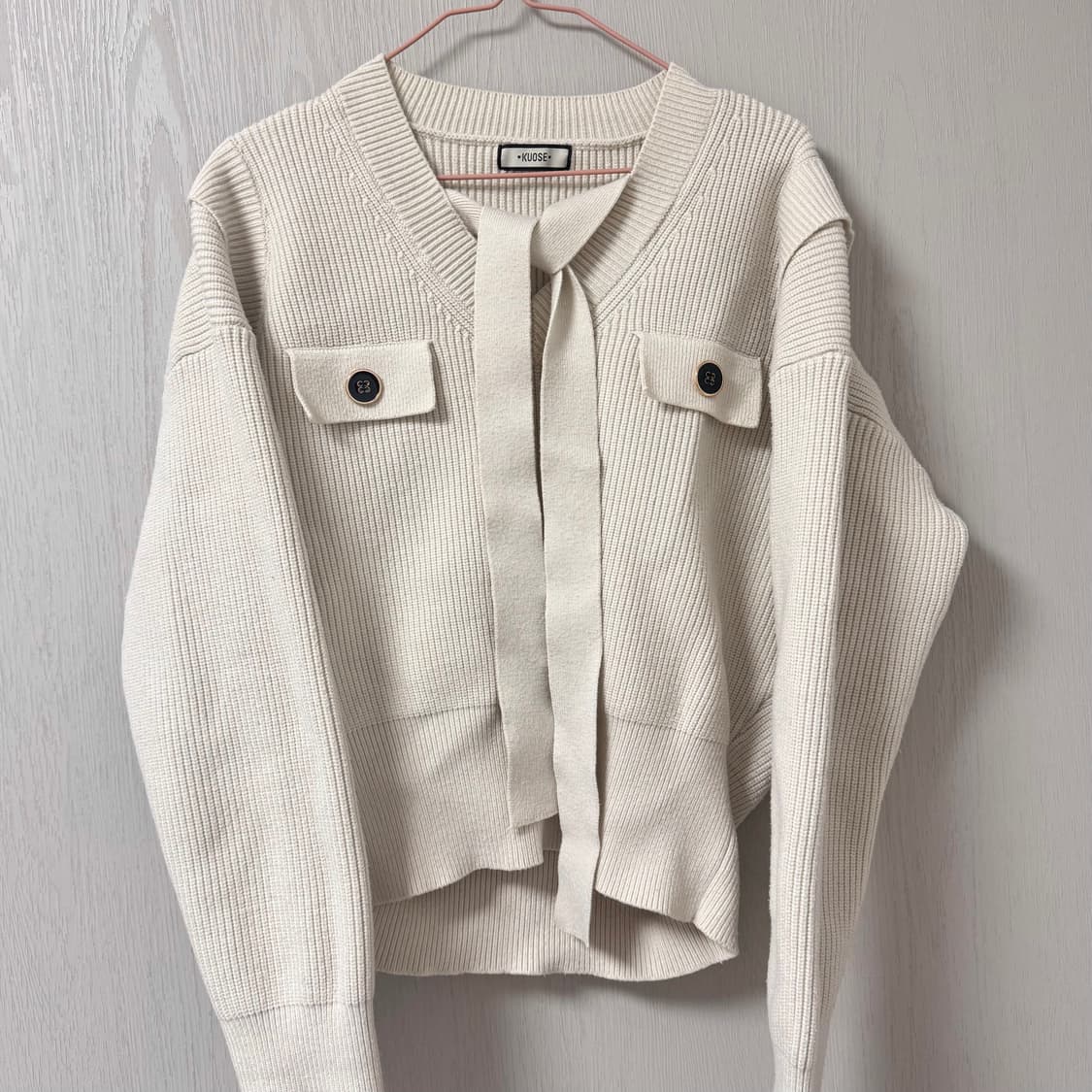 (m) 쿠오세 리본 컷아웃 니트 상품이미지4