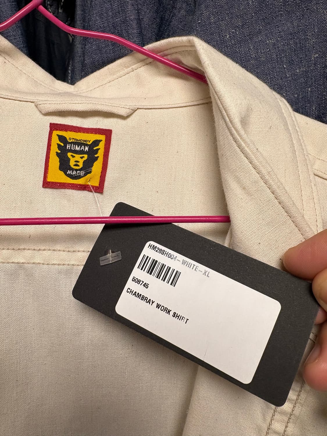 (새상품)휴먼 메이드 샴브레이 워크 셔츠 화이트 XL 판매 상품이미지2