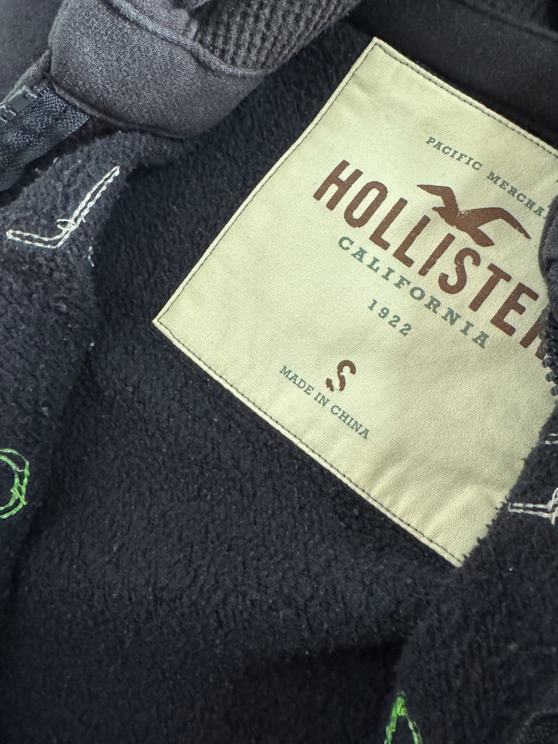 남녀공용! 홀리스터 스펠로고 네이비 기모 후드집업 상품이미지3