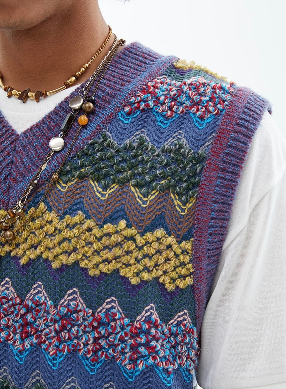 택포) 앤더슨벨 히피 패턴 니트 숏 베스트 조끼 상품이미지4