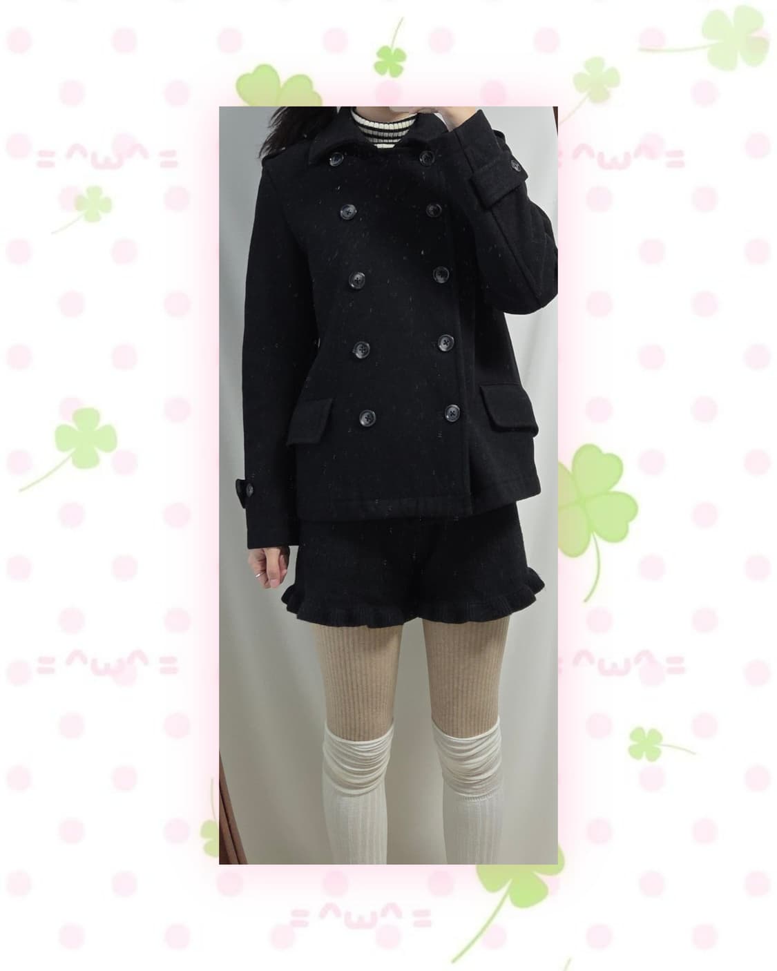 블랙 5더블버튼 울혼방 코트 상품이미지2