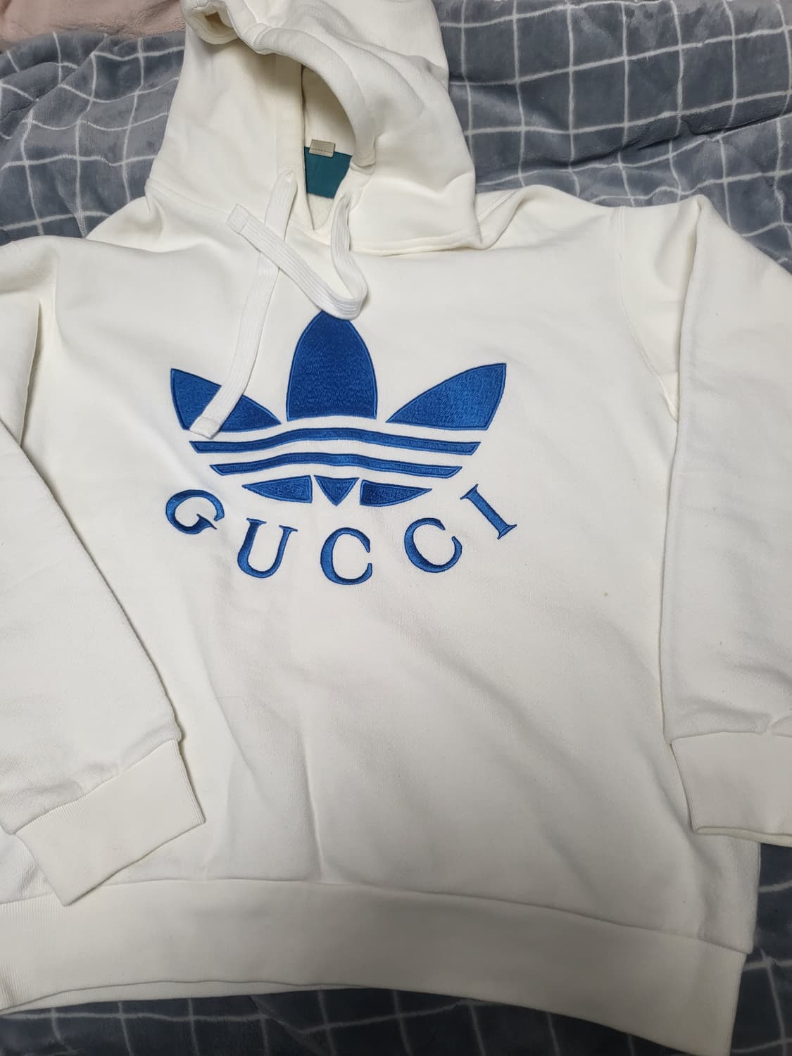 구찌 아디다스 콜라보 후드 스웨드 셔츠 화이트 상품이미지2