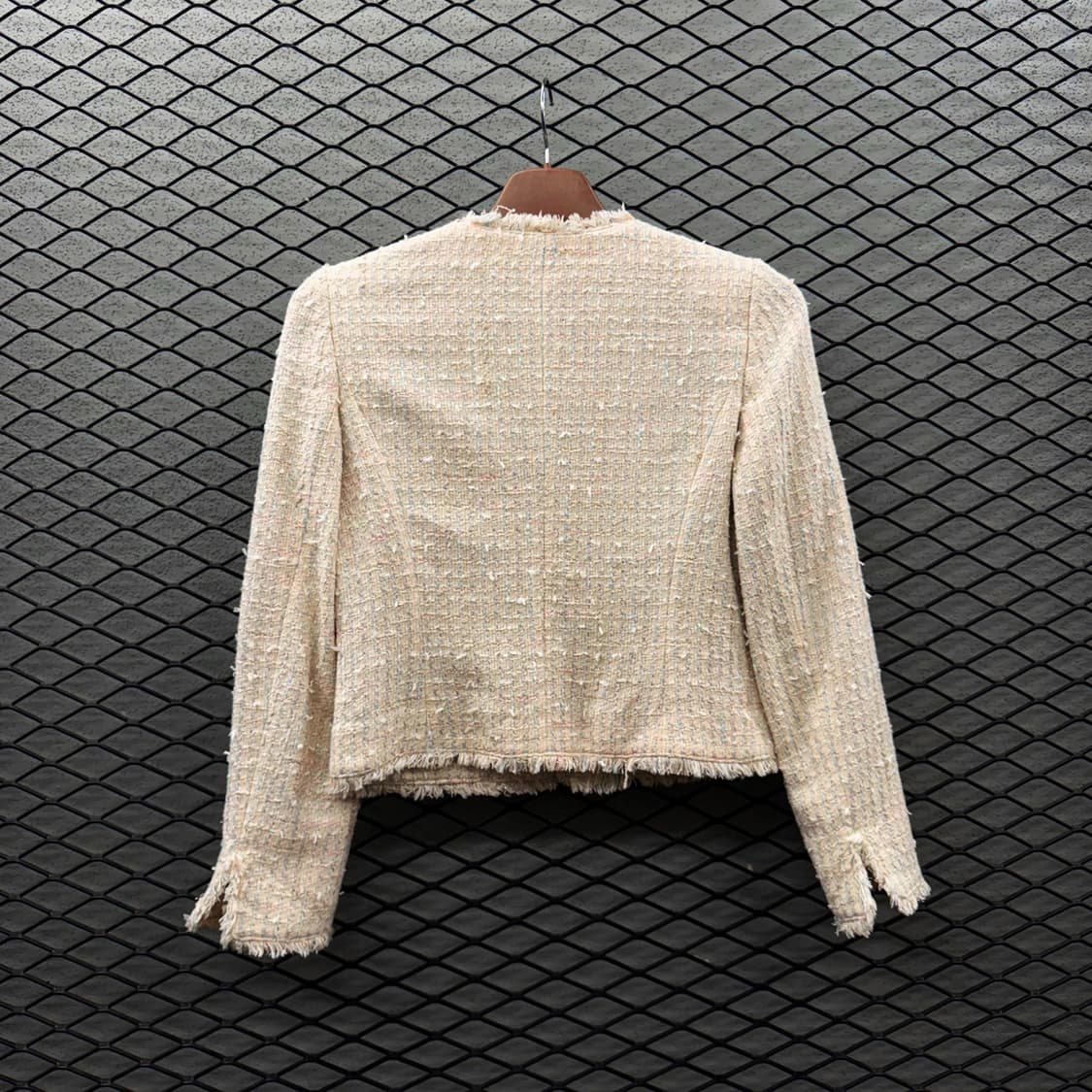 JPN VINTAGE 클래식 트위드자켓 믹스블렌드 프린지마감 디테일 핑크 상품이미지3