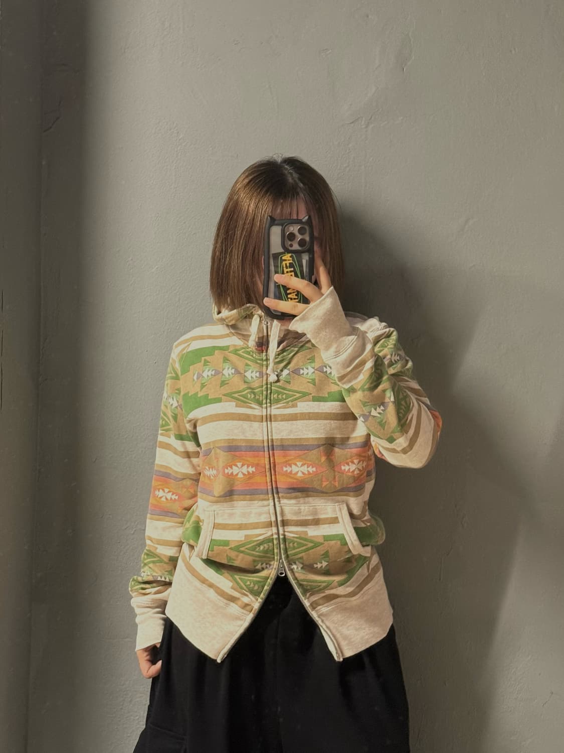 ethnic pattern 2-way hood zip-up 상품이미지1