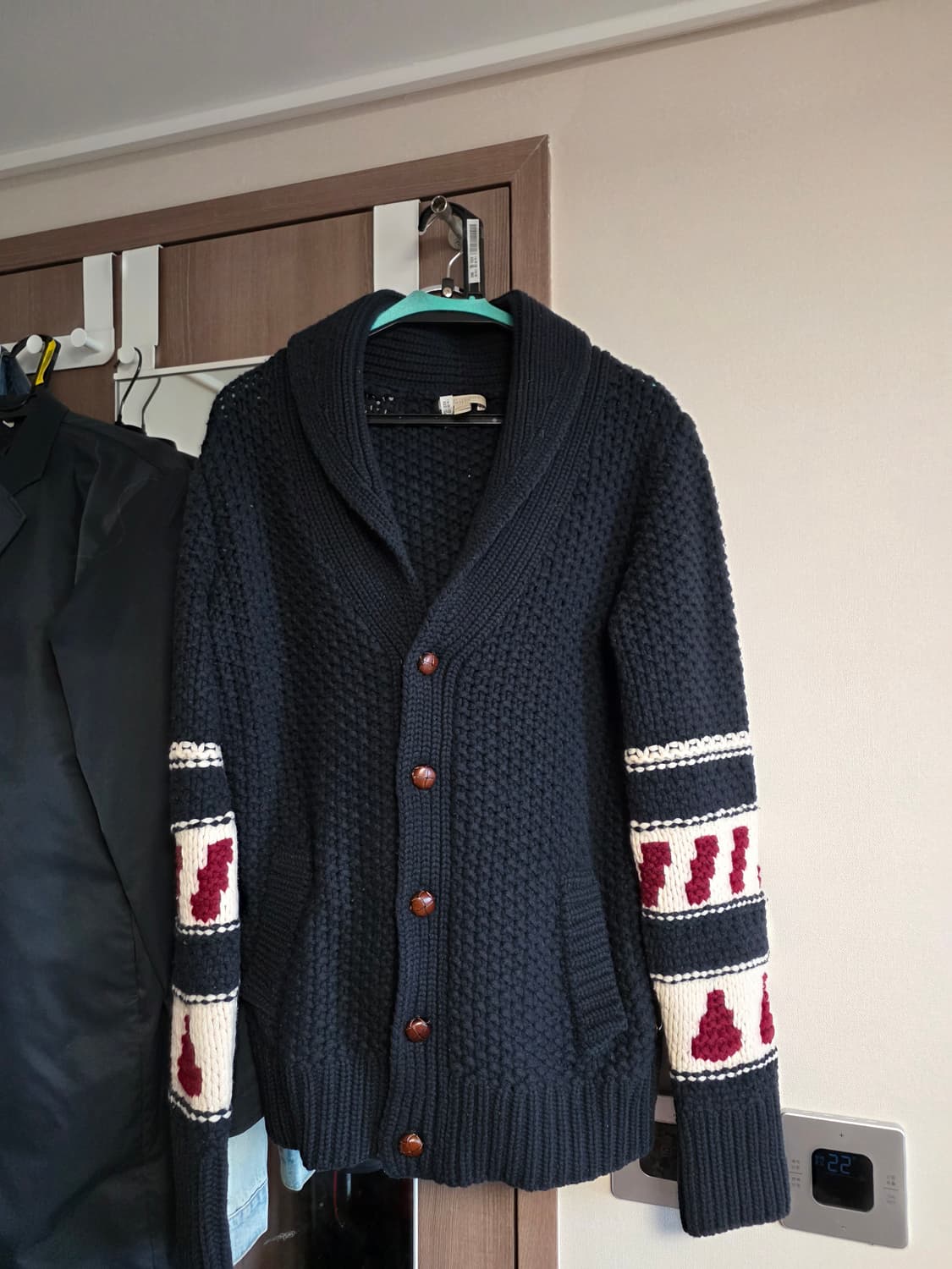 Burberry 램스울 숄칼라 인타르시아 가디건 M 상품이미지1