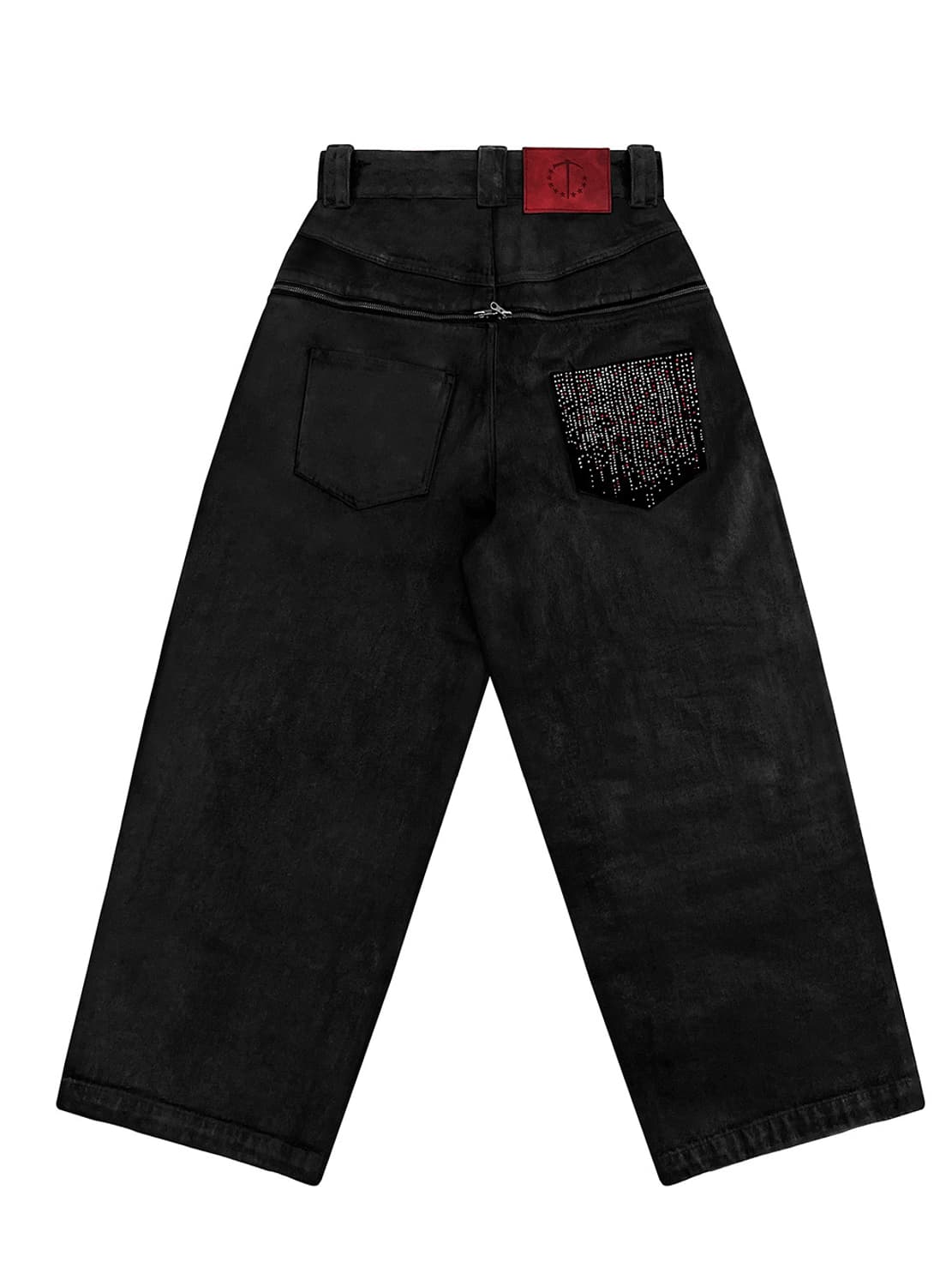  Coated Charcoal-Studded Baggy Denim Pant 상품이미지1