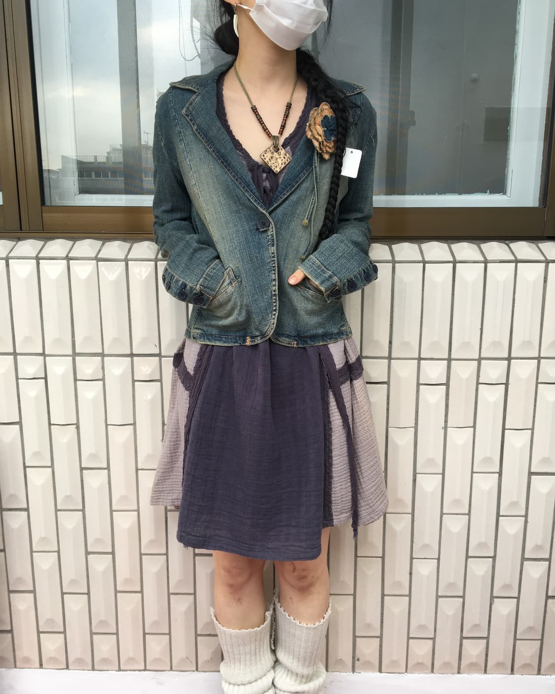 Corsage point denim jacket 상품이미지1
