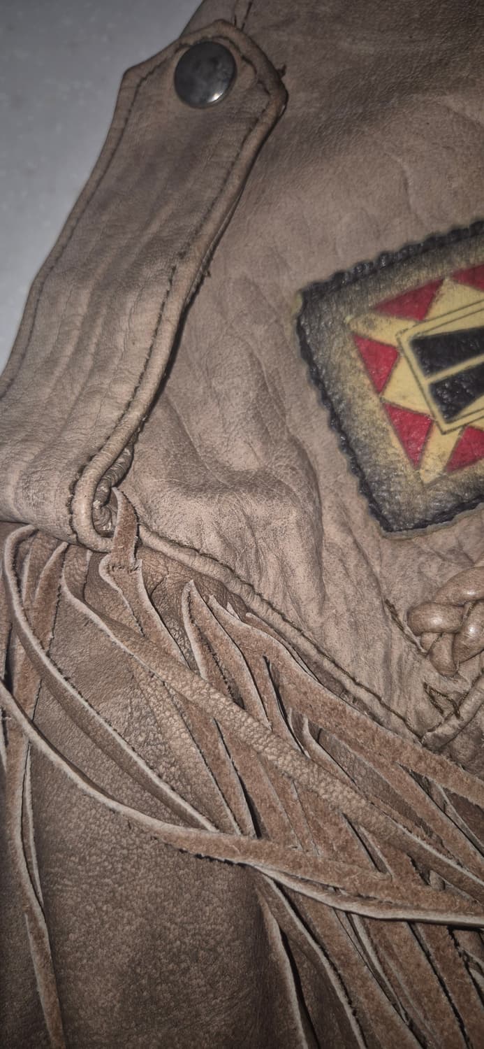 프린지,테슬 디테일 웨스턴 빈티지 레더재킷 상품이미지6