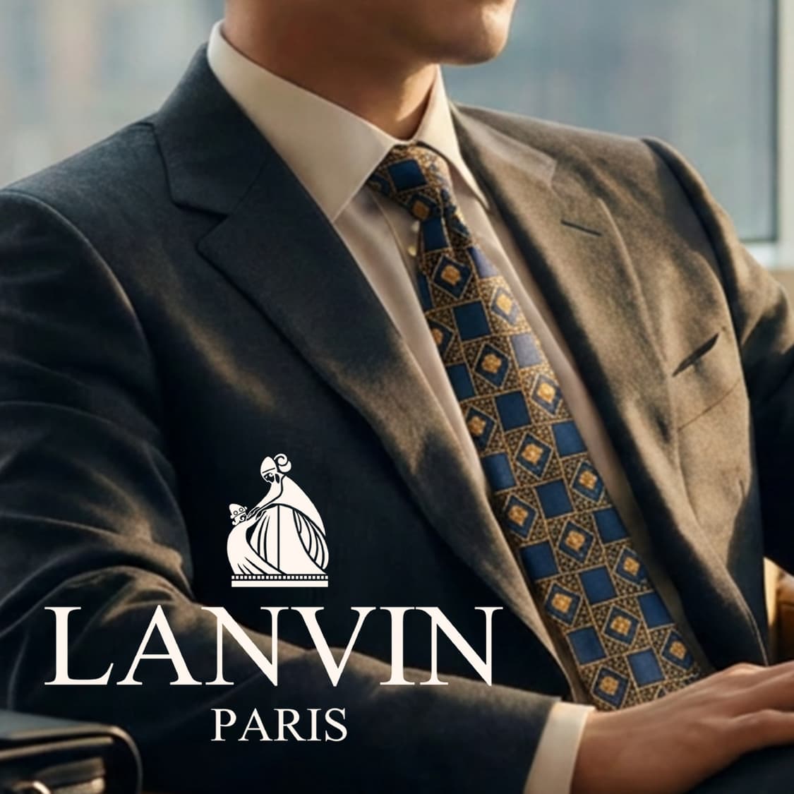 랑방 실크 네이비 플라워 패턴 넥타이 9.5cm S등급 E840 상품이미지1