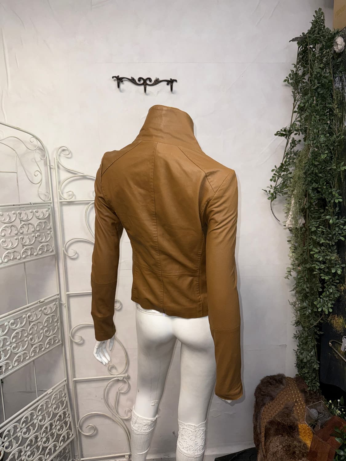 Mocha brown goat skin two way draped jk 상품이미지7