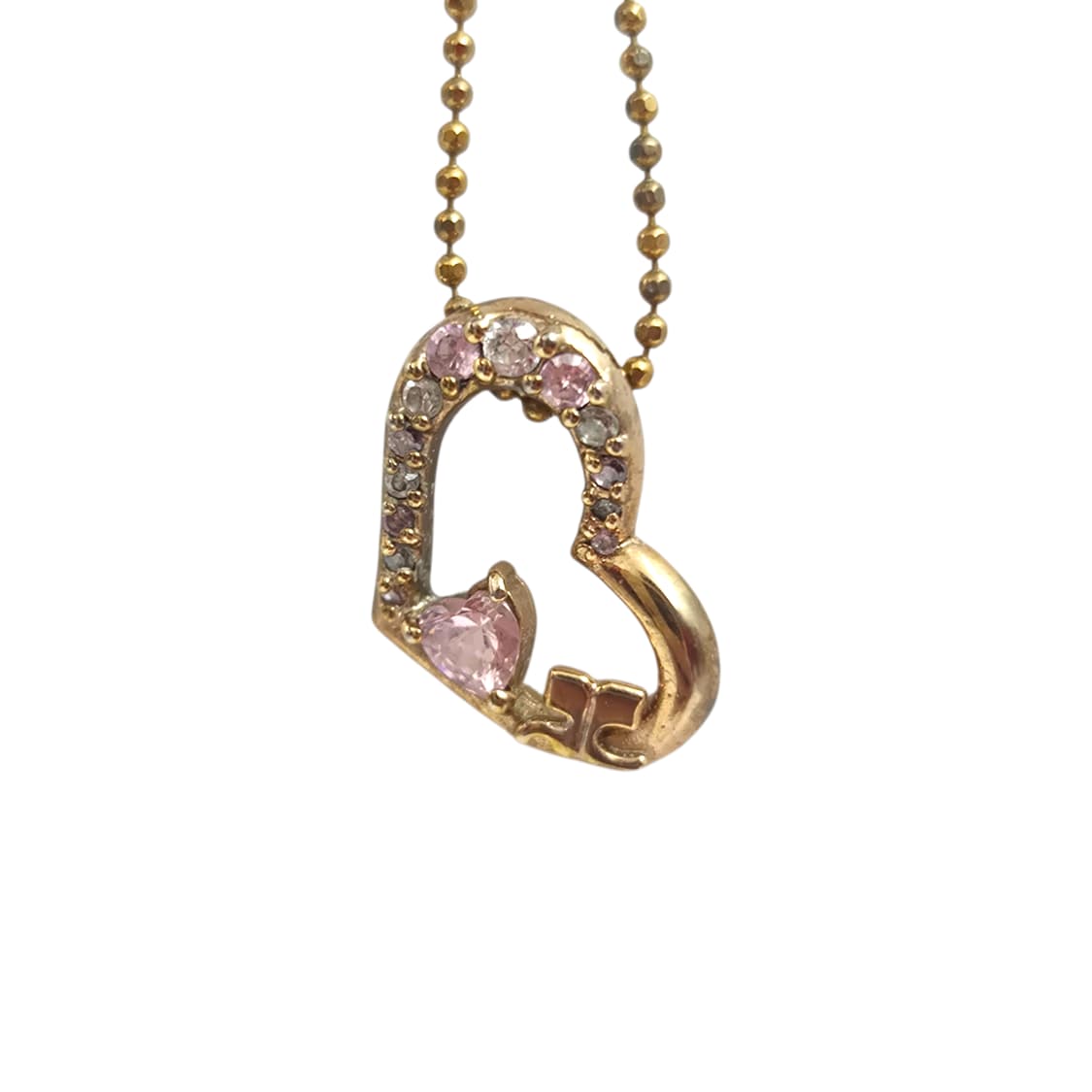 90s 꾸레쥬 드롭 하트 핑크 크리스탈 목걸이 상품이미지5