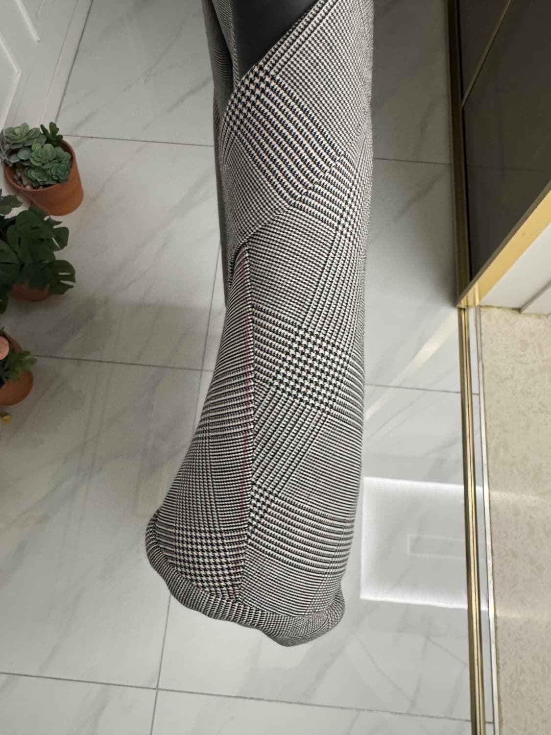 [105] 지이크x반하트 글렌체크 그레이 더블 자켓(PYJAI2504) 상품이미지5