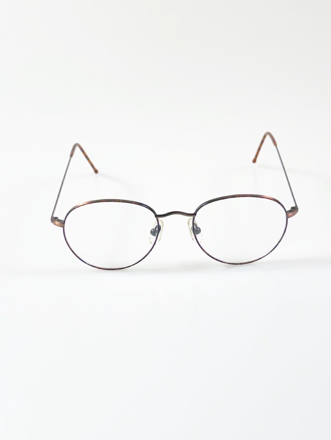 90s 유로피안 클래식 브라운 토터스 슬림 라운드 빈티지 안경 상품이미지1