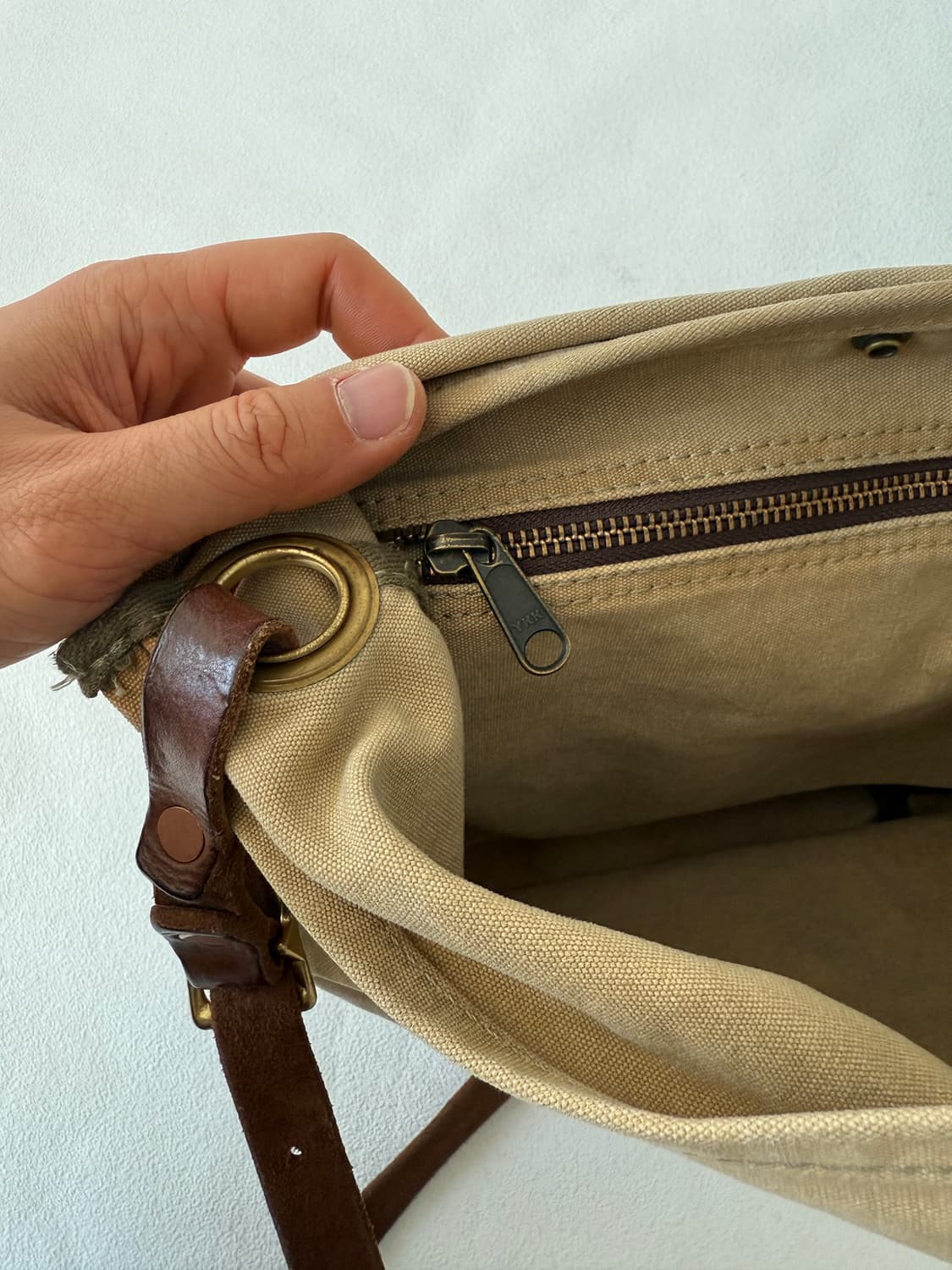 R12 코튼&레더 숄더 크로스백(빈티지 무드) 상품이미지9