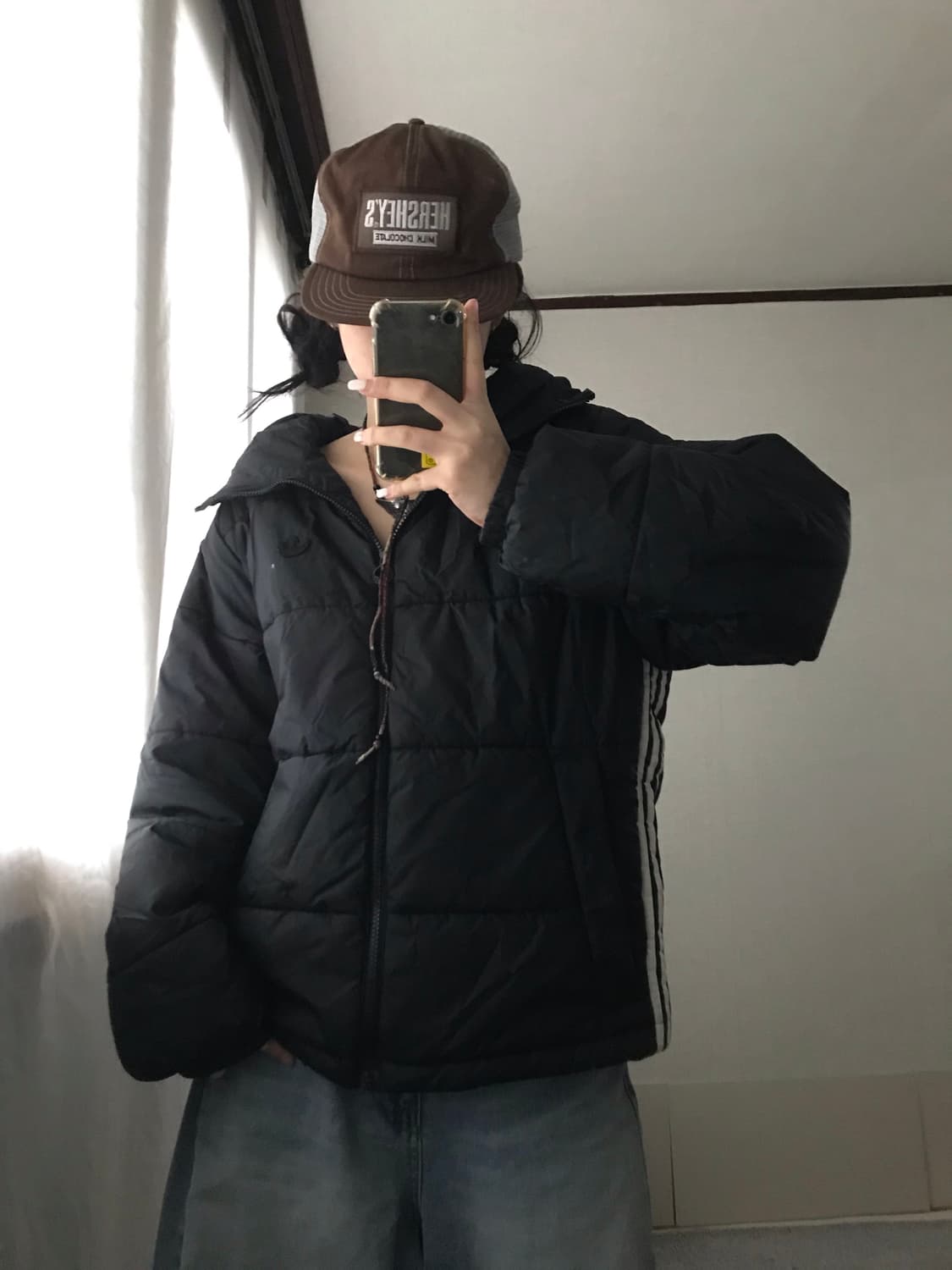 아디다스 블랙 파이어버드 후드 패딩 상품이미지6