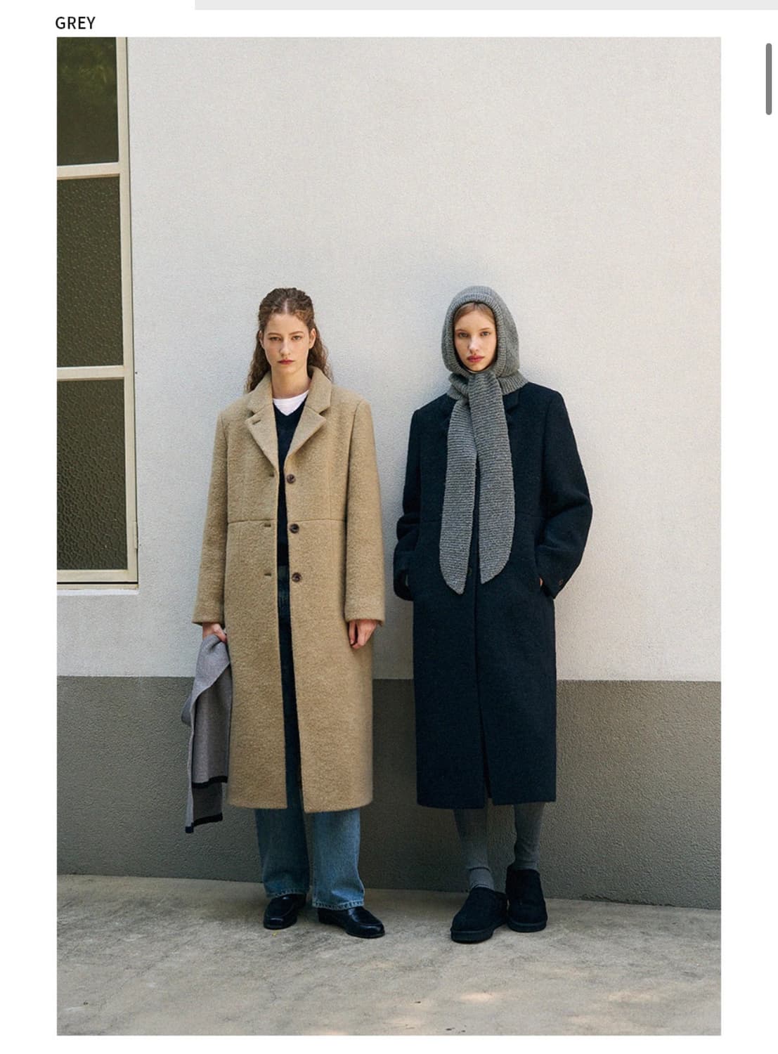 (새상품)(GREY) 드로우핏 우먼 부클 타이 머플러 바라클라바 상품이미지2