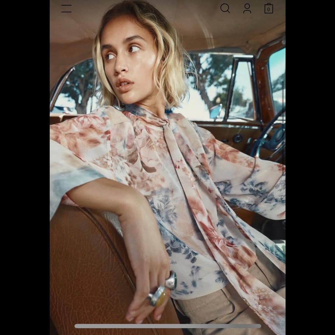 zara 자라 플로랄 프린트 리본 셔츠 (새상품) 상품이미지10