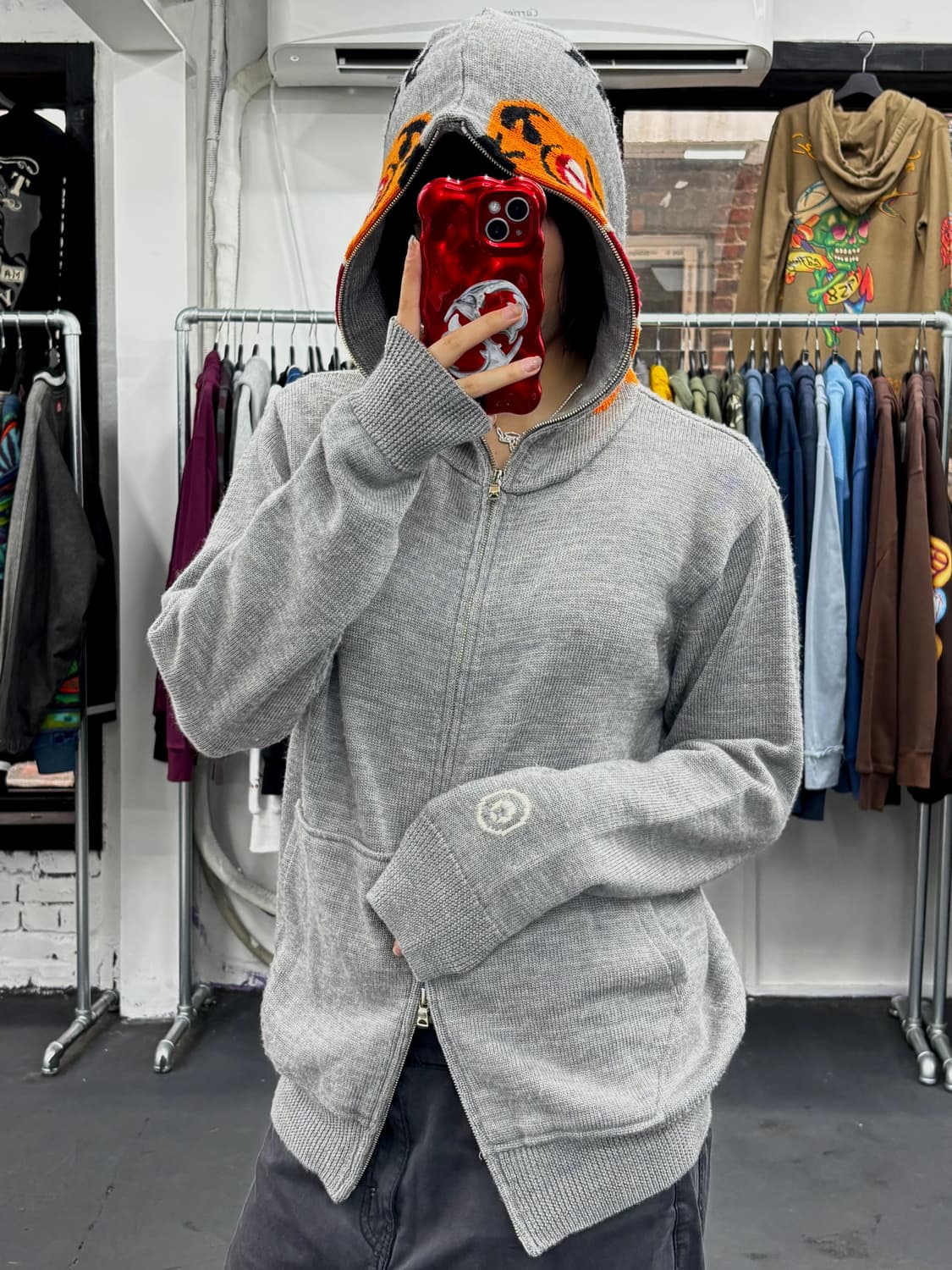 베이프 타이거 샤크 니트 후드집업 상품이미지1