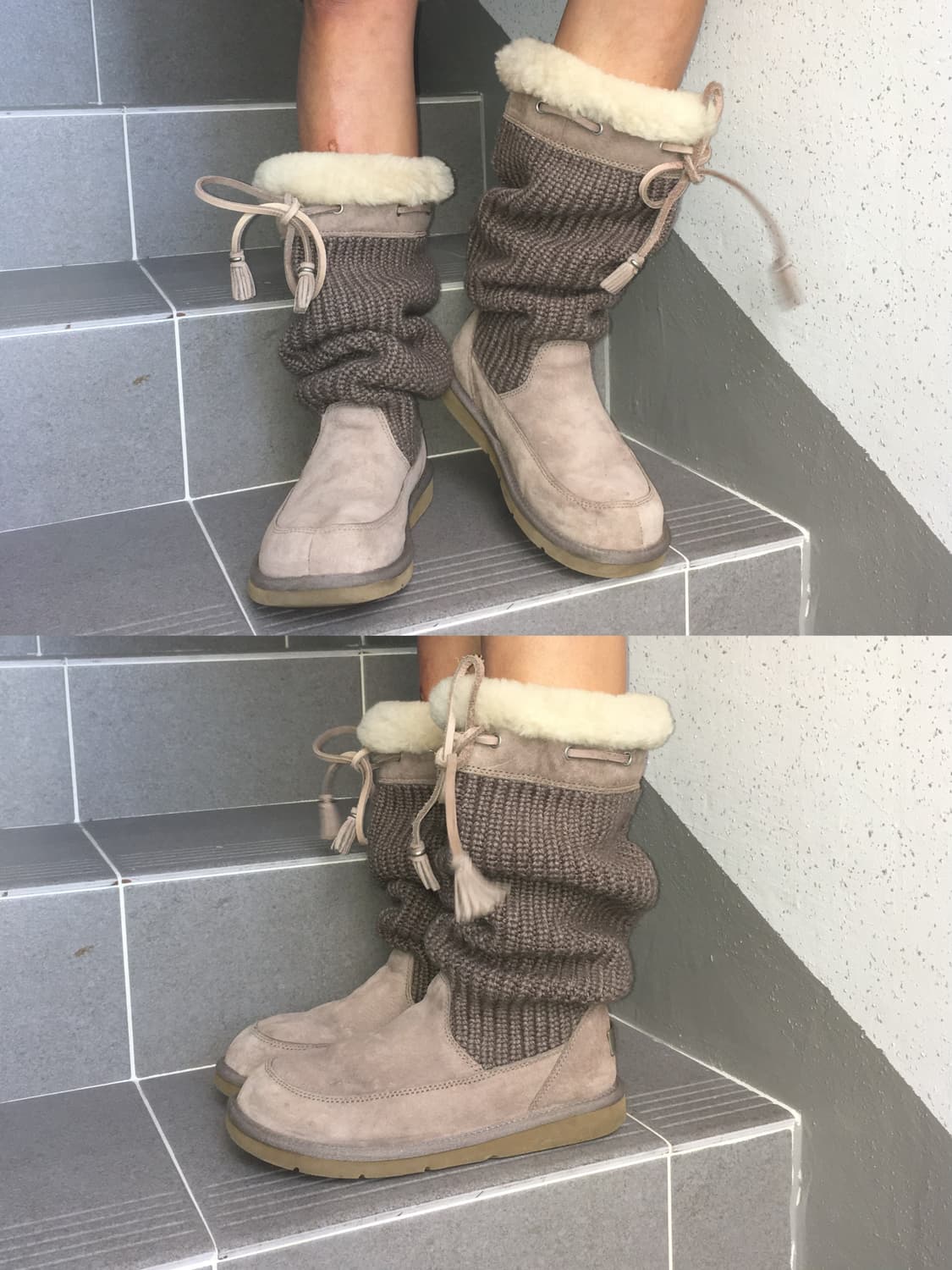 UGG ash beige suede knit long boots 상품이미지9