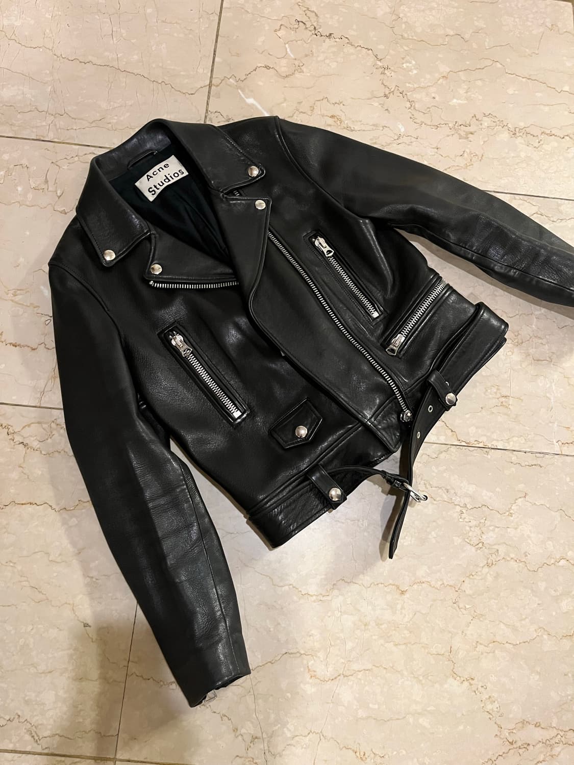 아크네 스튜디오 블랙 가죽 라이더 자켓 38 ACNE 상품이미지4