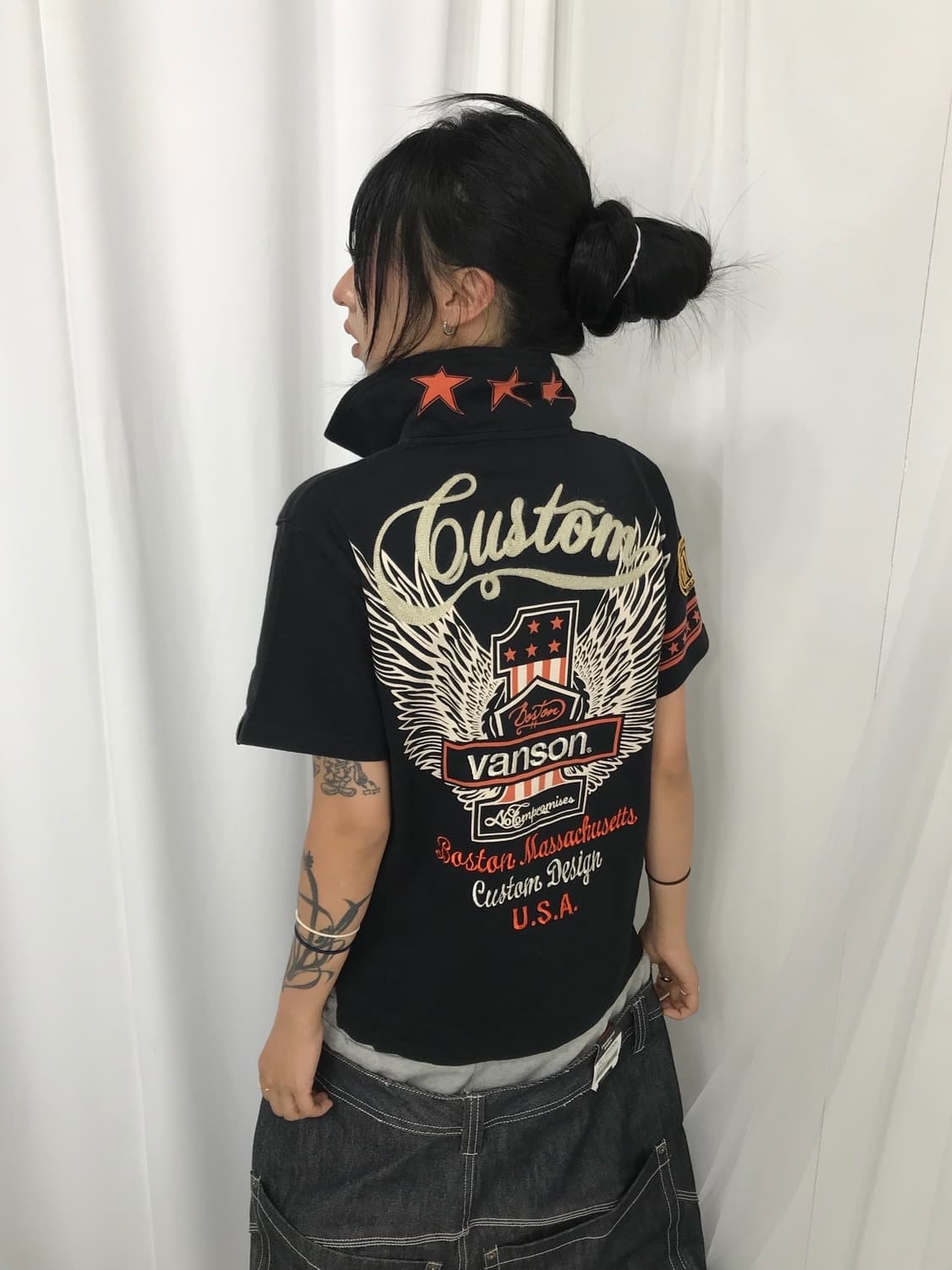 < Vanson Leathers Embroidery PK T-shirt  상품이미지4