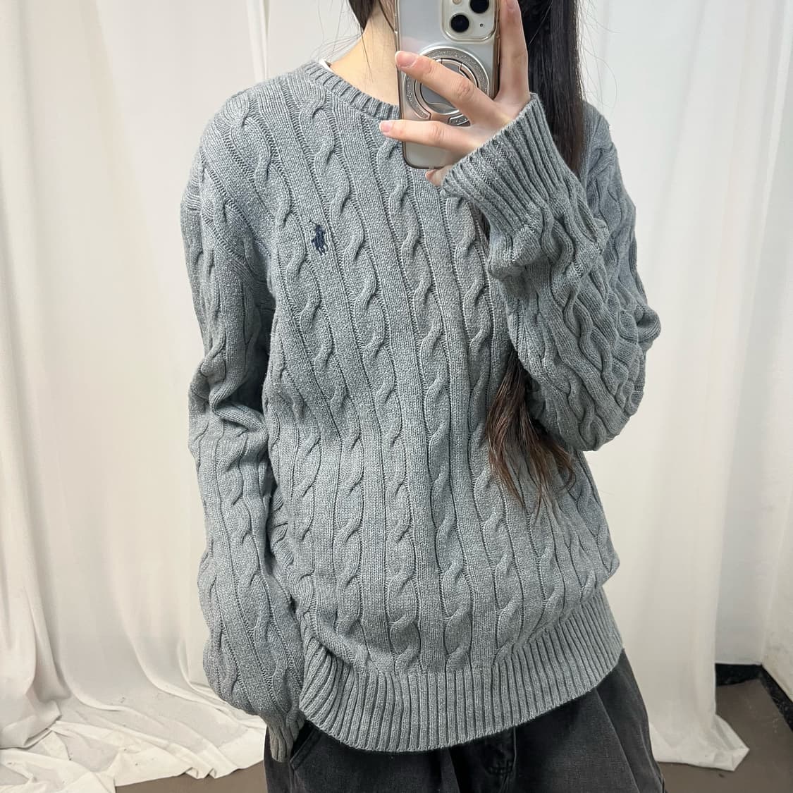 Polo Ralph Lauren grey cable knit 상품이미지3