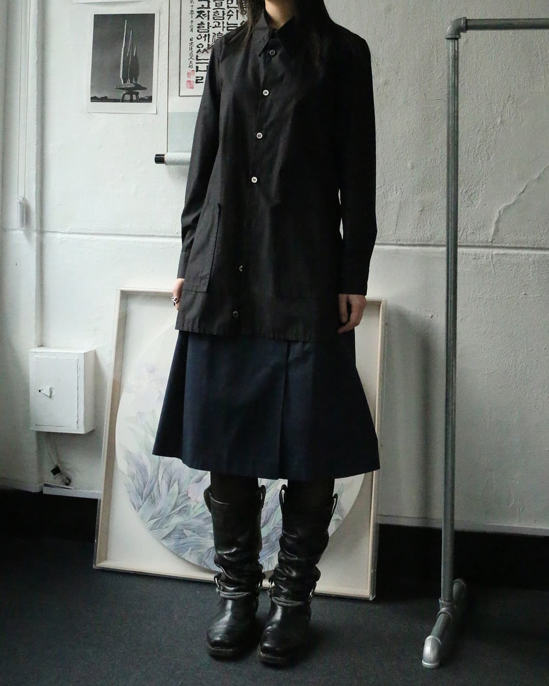 요지야마모토 리미 푸 코튼 블랙 셔츠 상품이미지2