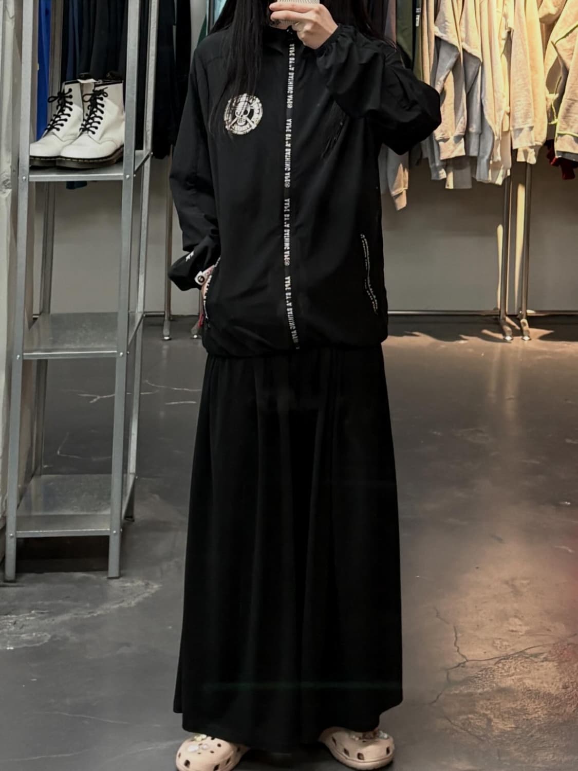 에이프 X 원피스 블랙 나일론 후드집업 바람막이 자켓 A3810 상품이미지1