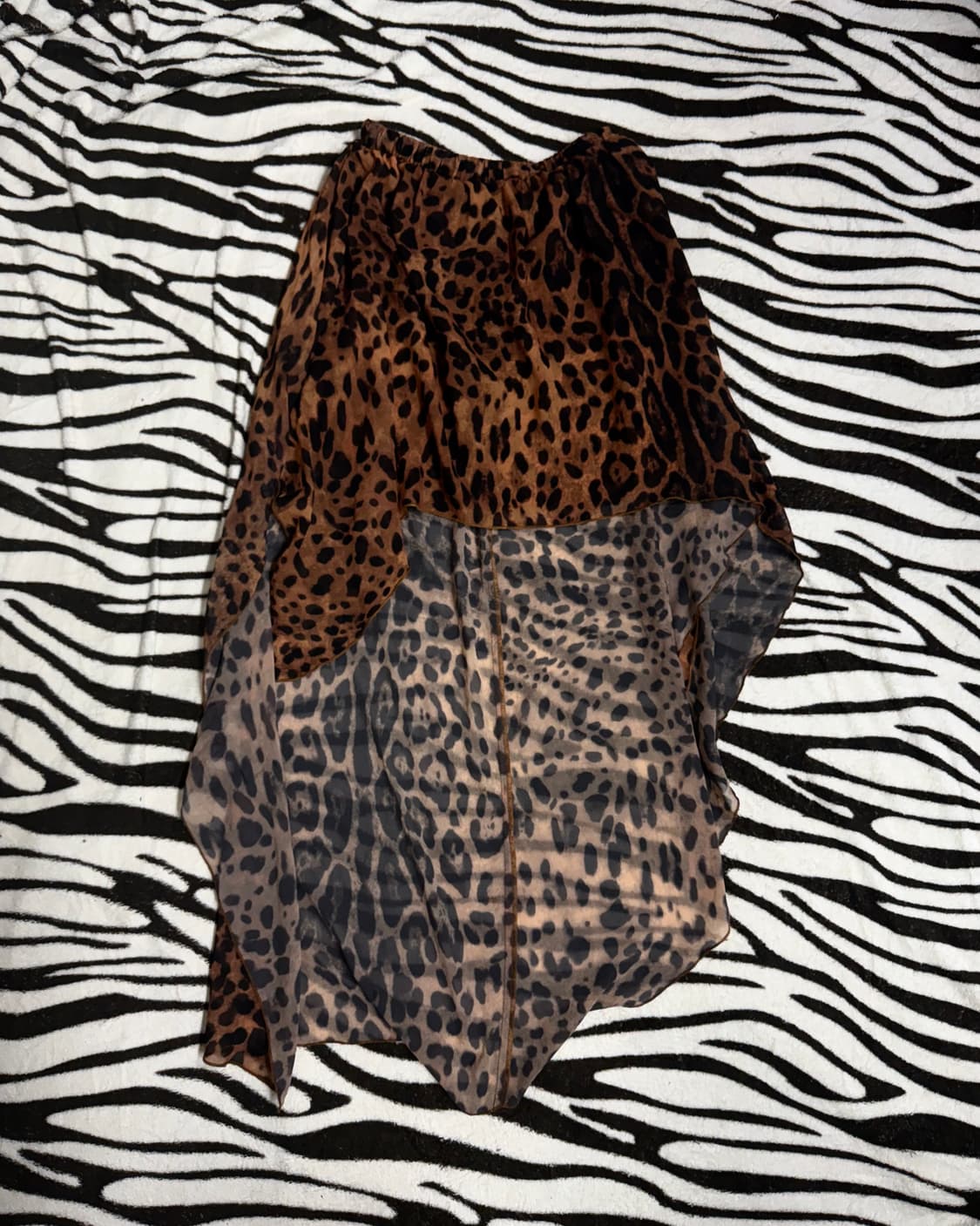 unif gal leopard unbalanced skirt 상품이미지3