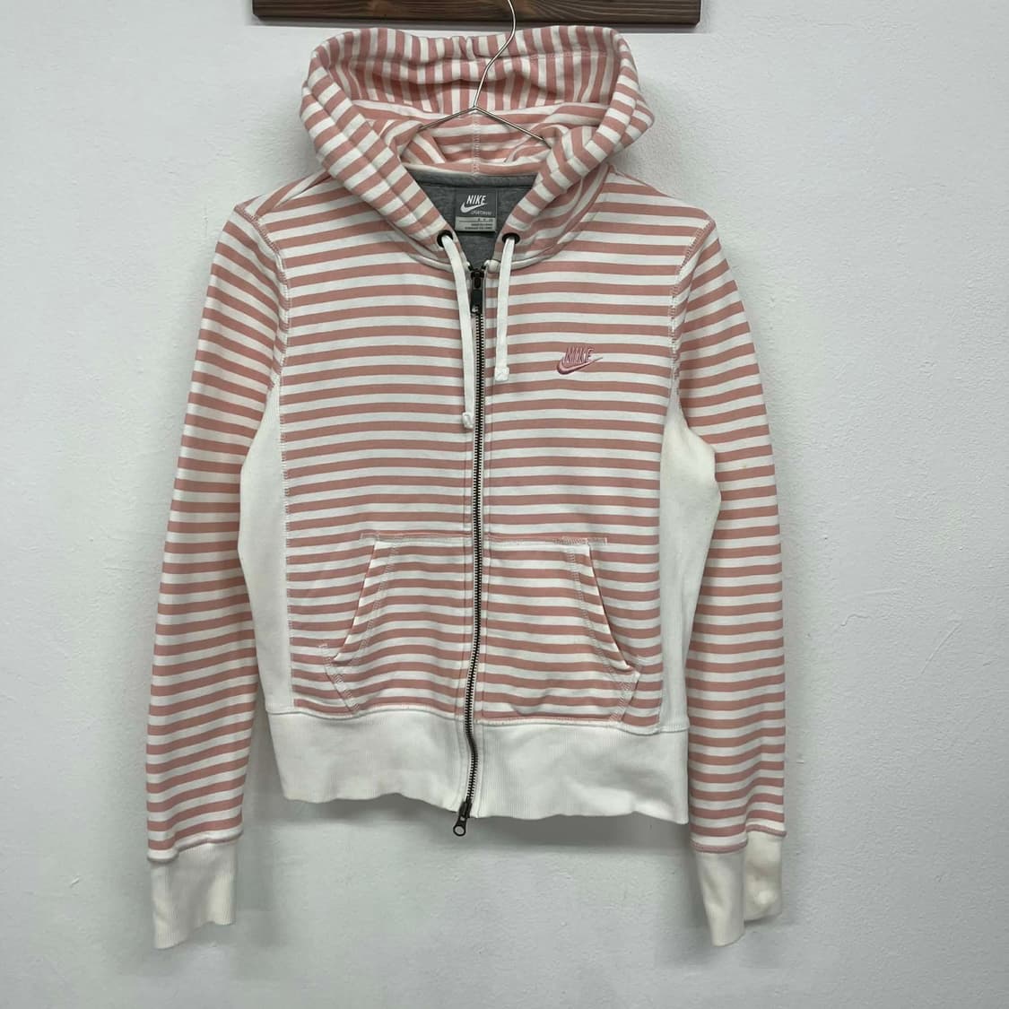 나이키 y2k 베이비핑크 스트라이프 걸즈 여리핏 후드집업 희귀져지(S) 상품이미지4