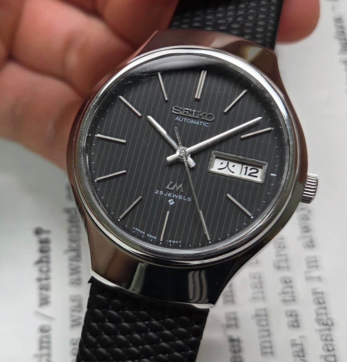 레어] 빈티지 세이코 LM 로드매틱 희귀 블랙 세로다이얼 한자 데이데이트 상품이미지8
