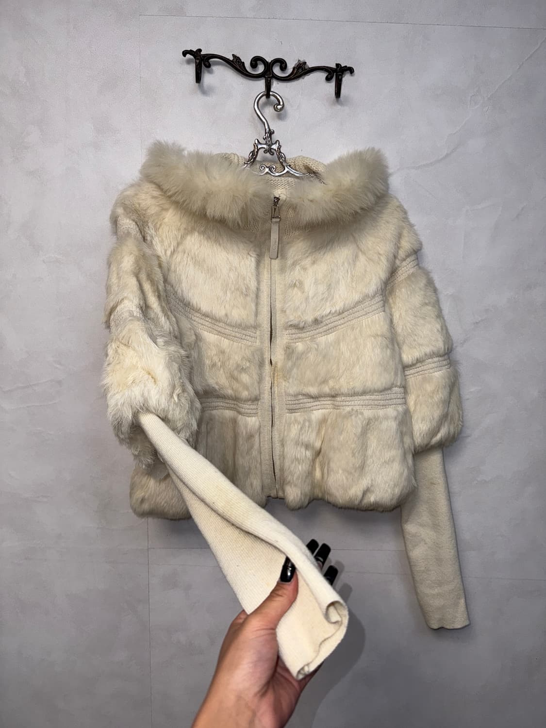 O’2ND rabbit&fox fur warmer hood jacket 상품이미지2