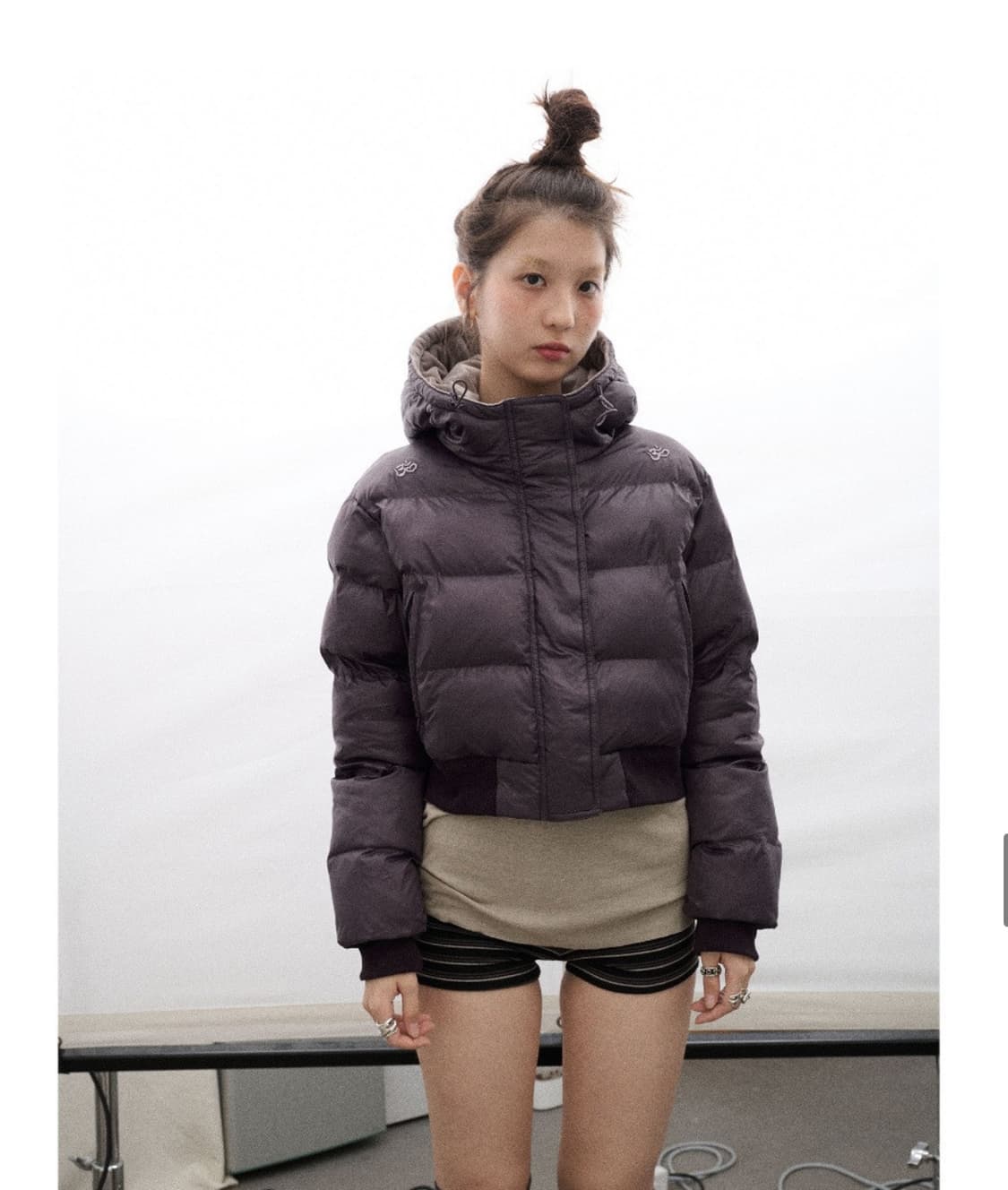 아키하라 후드 숏패딩 퍼플 M 상품이미지2