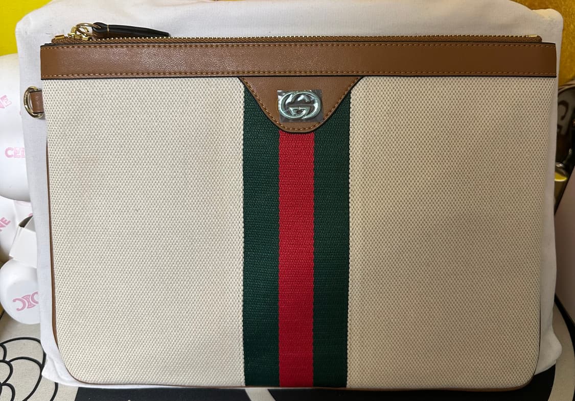 구찌 오피디아 GG 스트라이프 파우치 클러치 상품이미지1