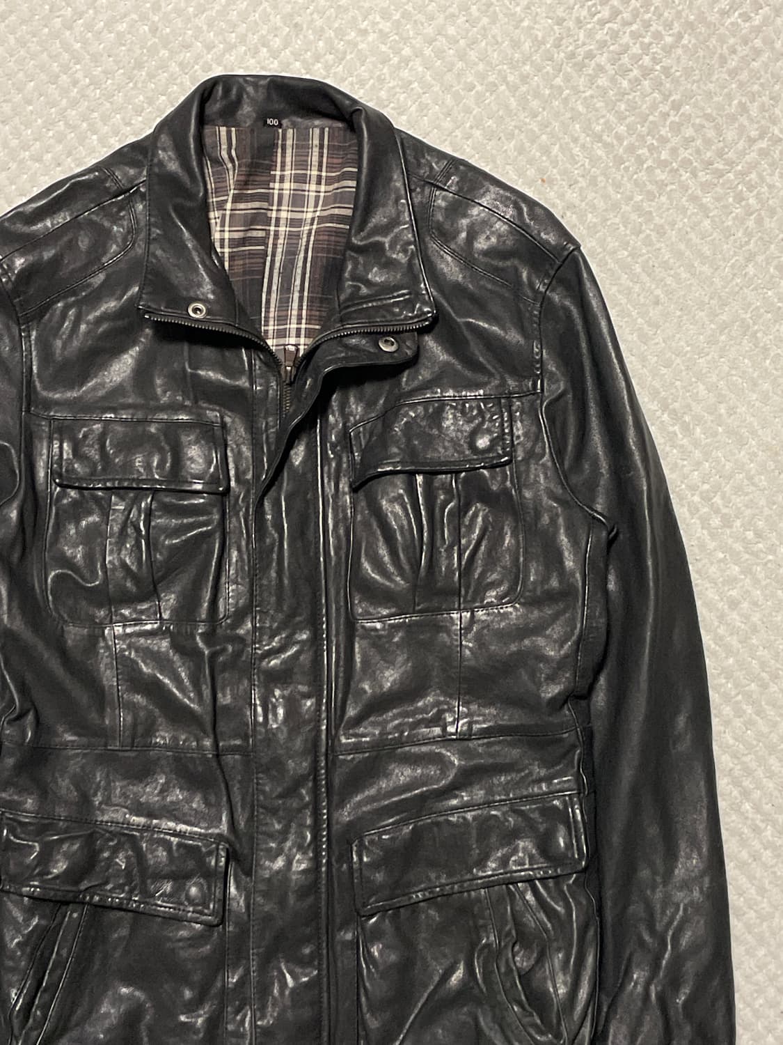 웨스턴 무드 이태리 램스킨 양가죽 절개 포켓 레더 자켓 상품이미지4