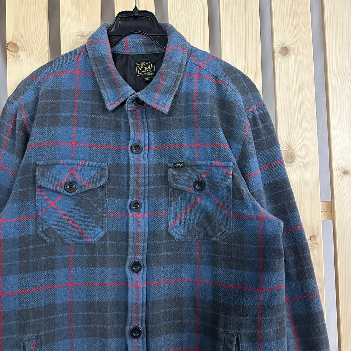 (M) 오베이 블루 체크 플란넬 셔츠 자켓 상품이미지4