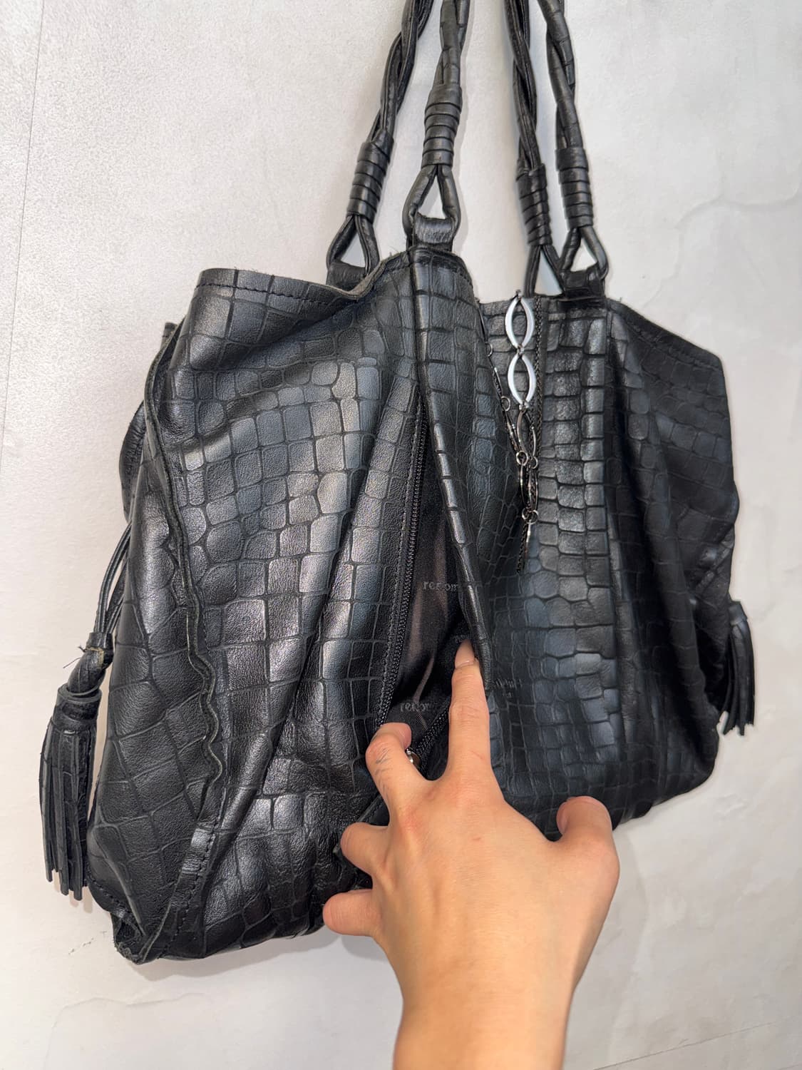 Renoma black crocodile string tote bag 상품이미지4
