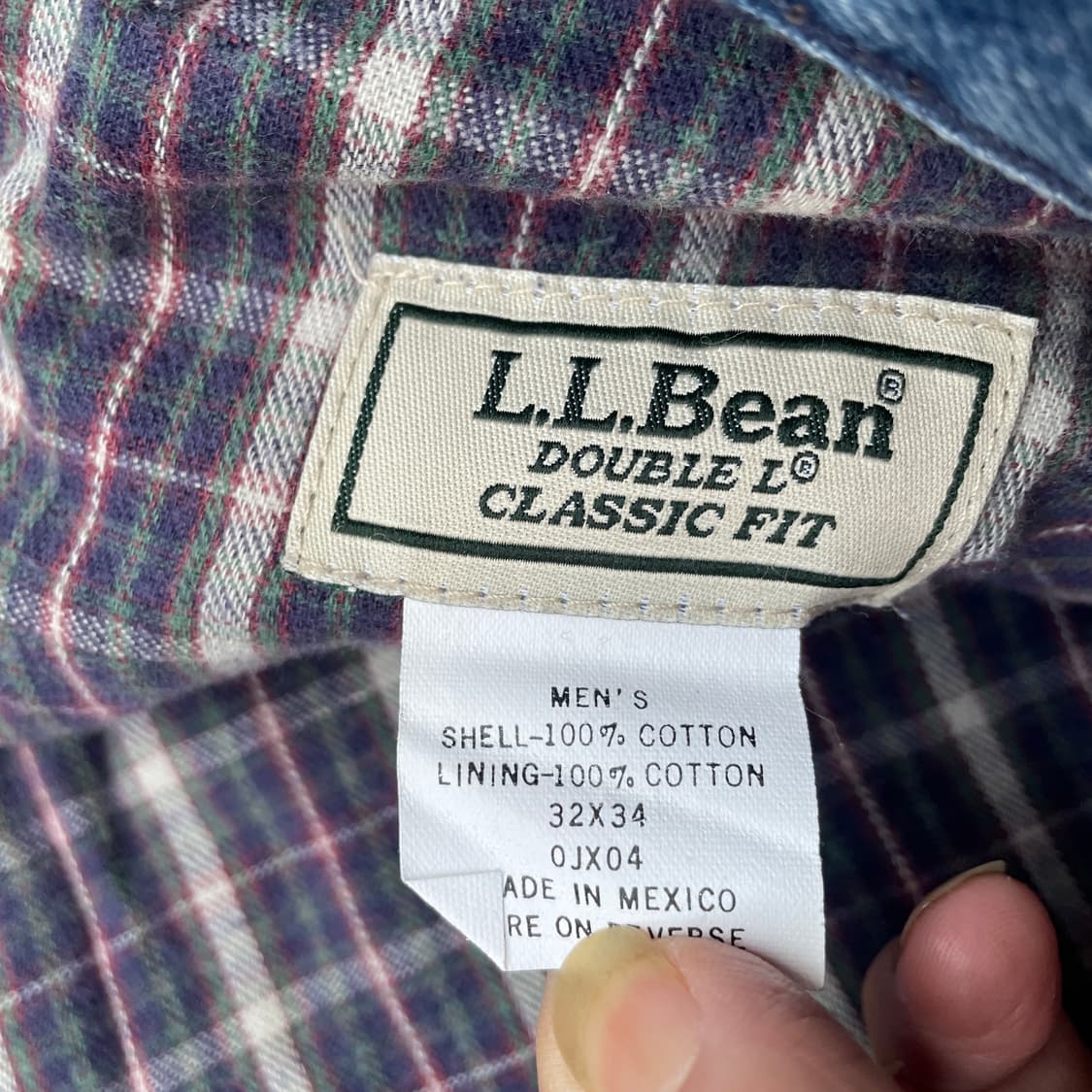 90s 엘엘빈 플란넬 안감 데님 팬츠 올드스쿨 새깅 청바지 32 상품이미지8