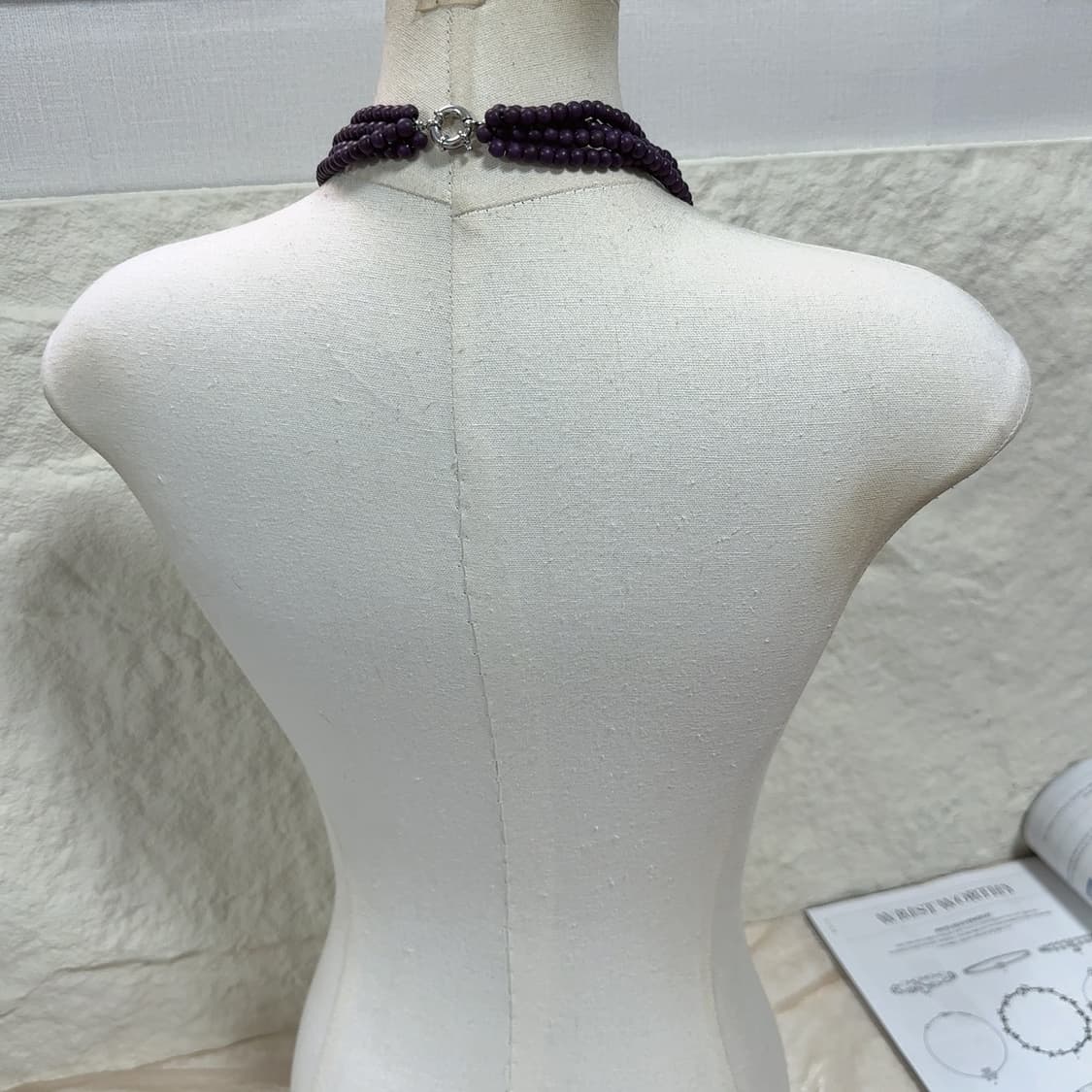 빈티지 다크 보라 송석 레이어드 목걸이 상품이미지4