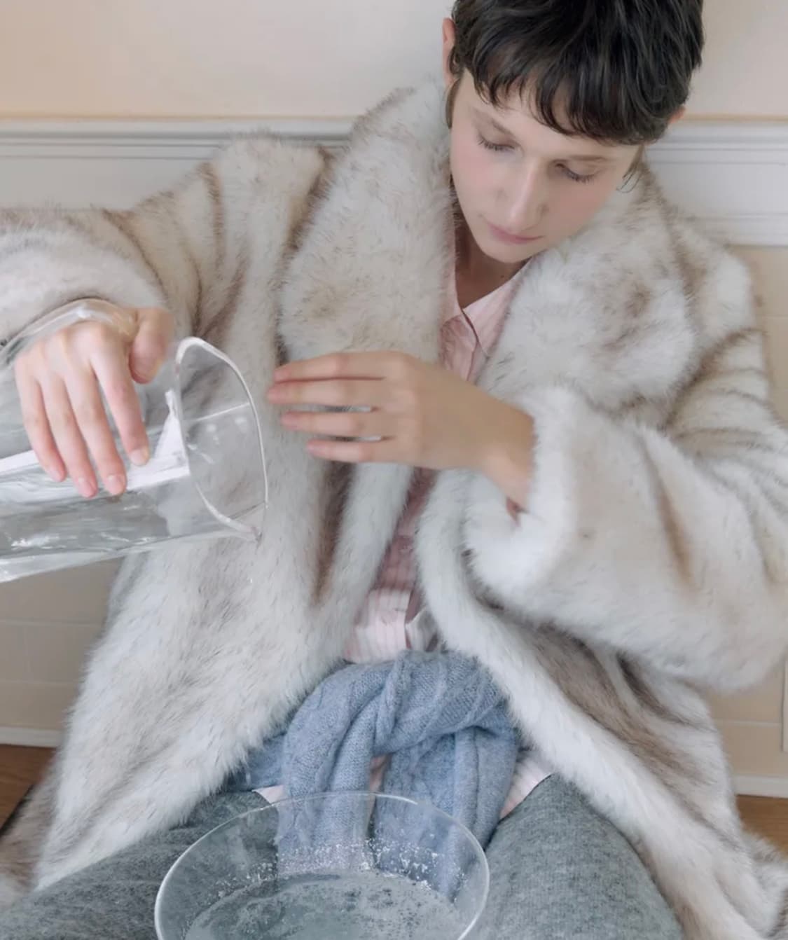 시눈 헤비 믹스 퍼 아이보리 새상품 상품이미지2