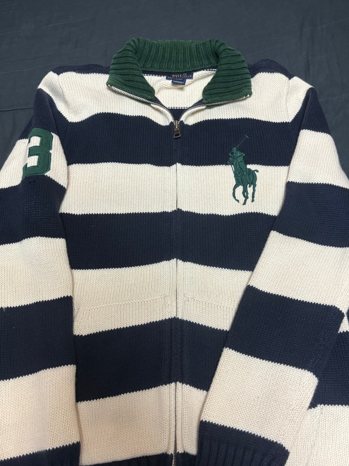 Polo 폴로 랄프로렌 빅포니 스트라이프 니트집업 상품이미지1