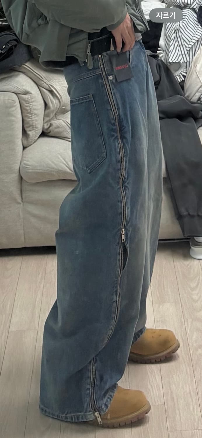 (32)루단 luudan 사이드짚 데님 진 블루 상품이미지4